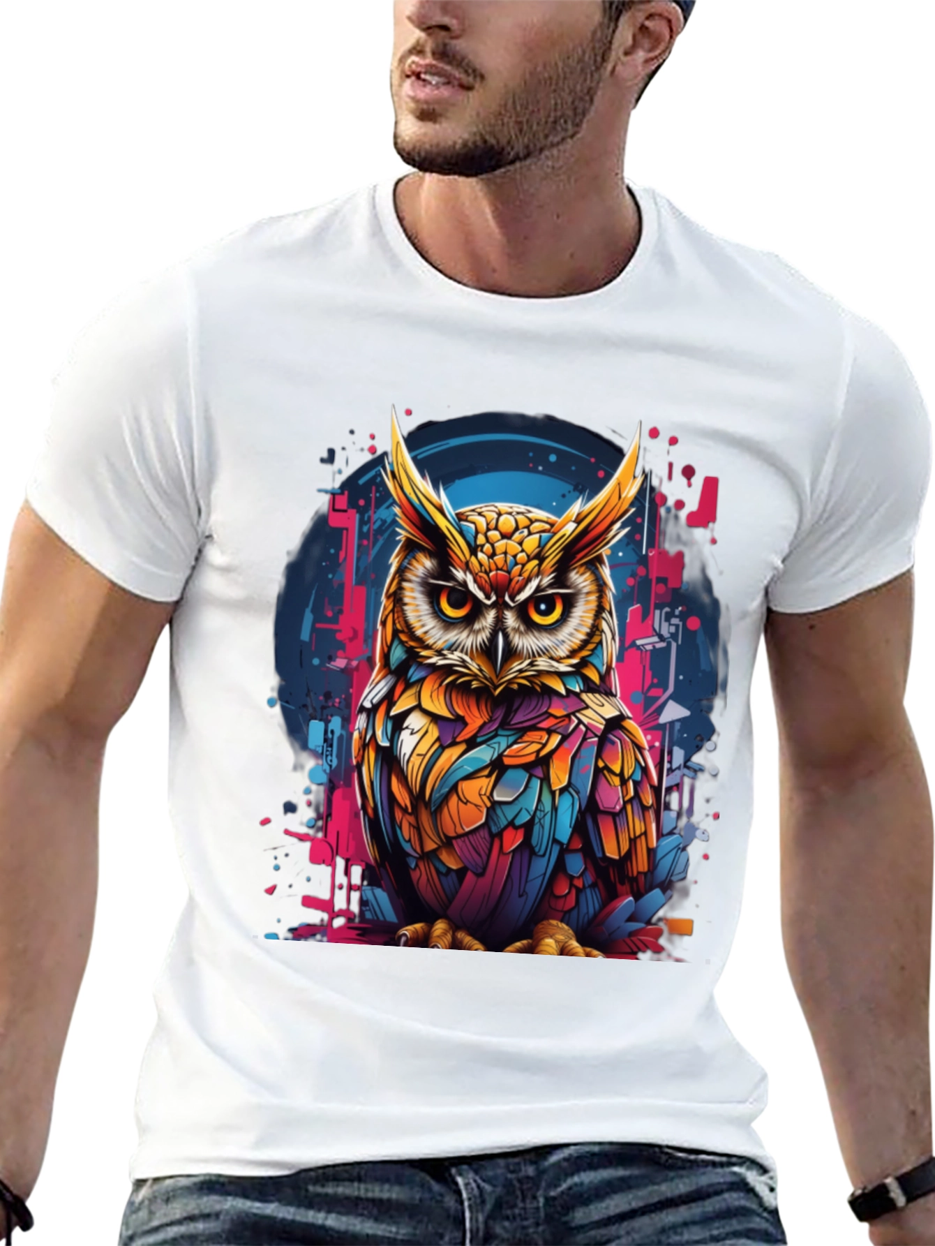 Owl Graphic Print T-Shirt - Trendy Casual Wear