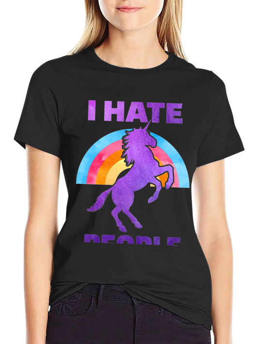 I Hate People Unicorn Rainbow Graphic T-Shirt