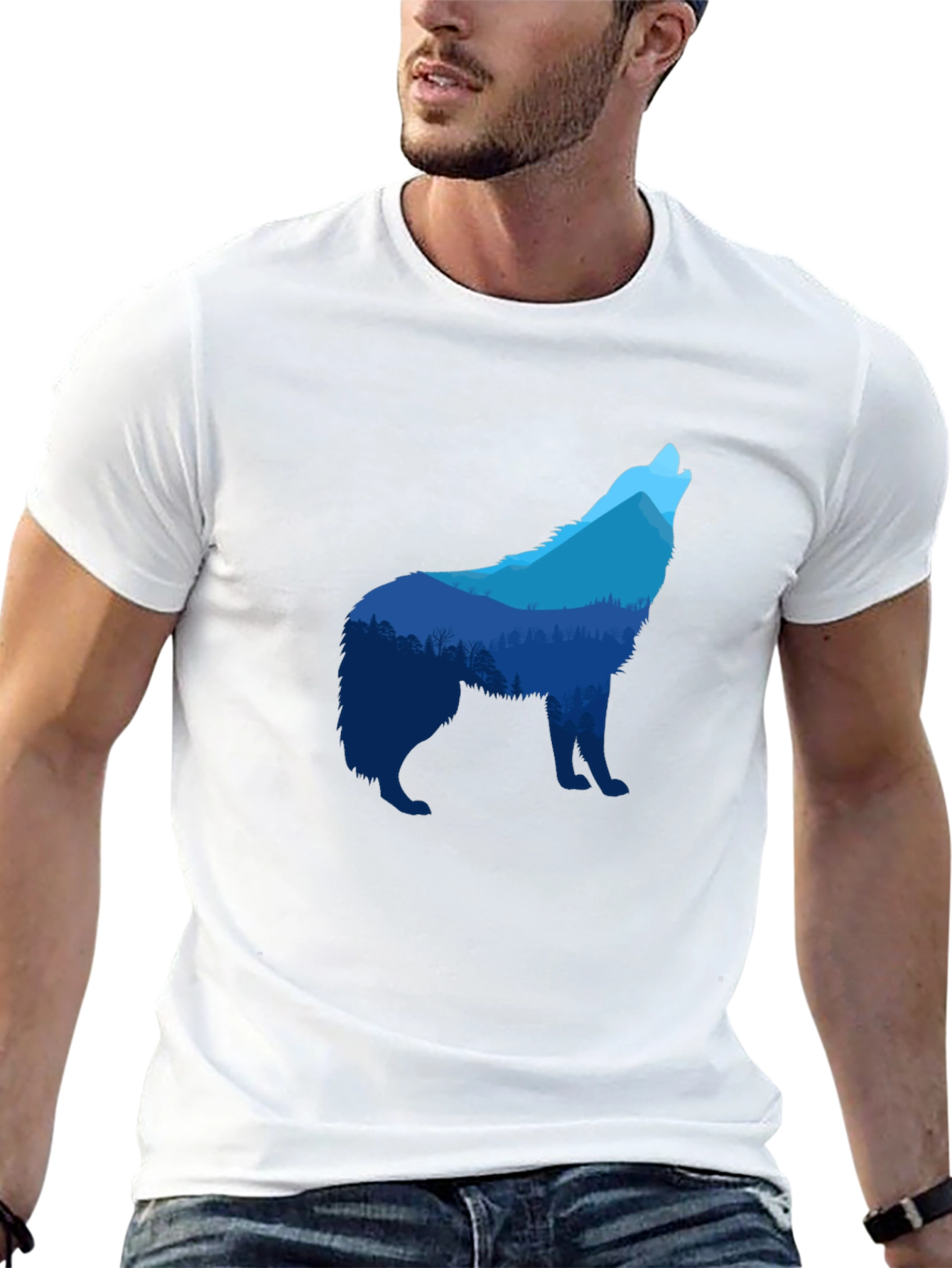 Wolf Nature Scene Graphic T-Shirt