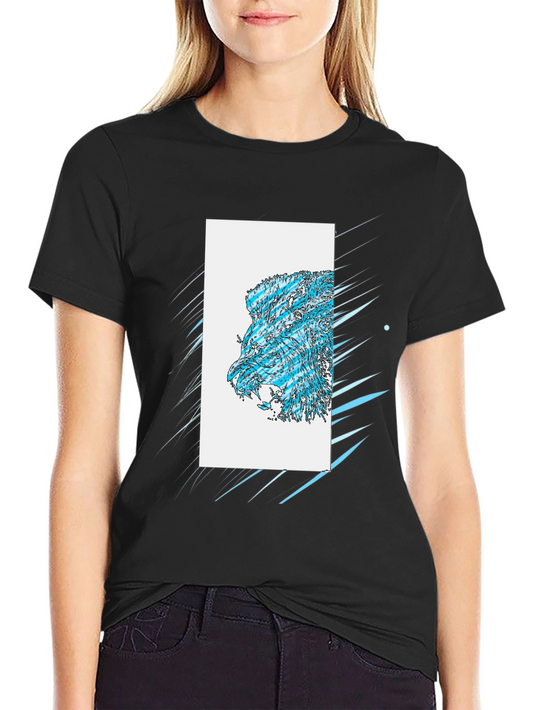 Abstract Lion Graphic Black T-Shirt