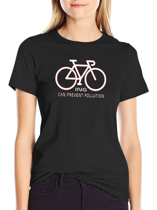 Bike Can Prevent Pollution Graphic Tee - Black