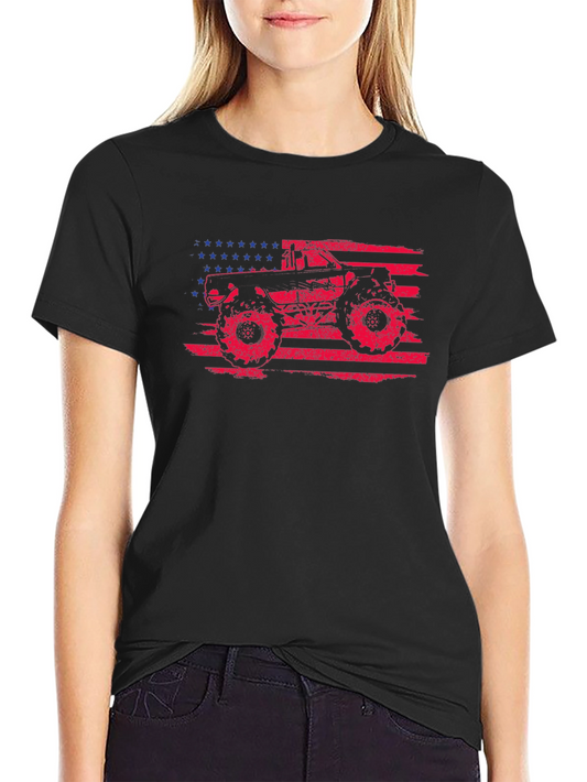 American Flag Monster Truck Graphic Tee
