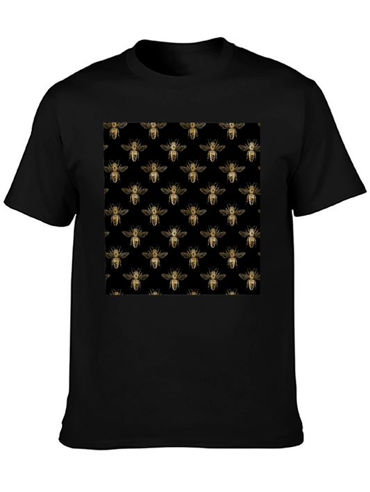 Honey Bee Pattern Black T-Shirt