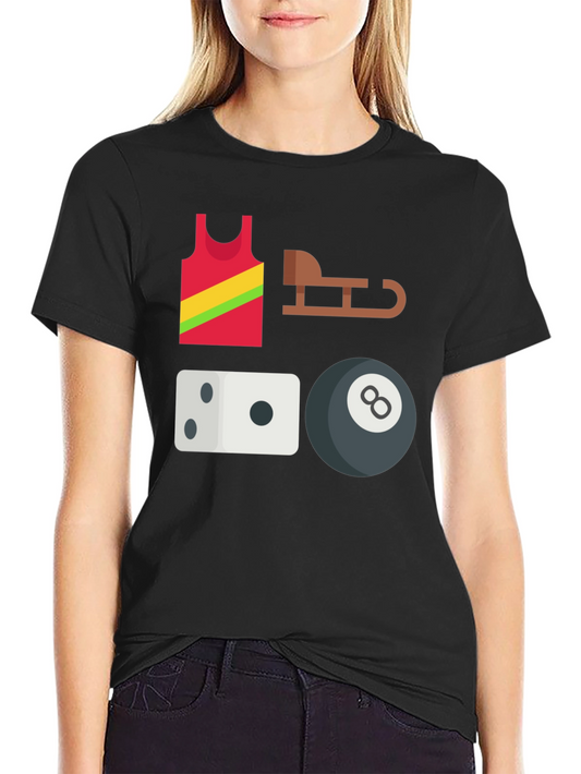 Graphic Tee with Sports & Games Icons - Unisex T-Shirt
