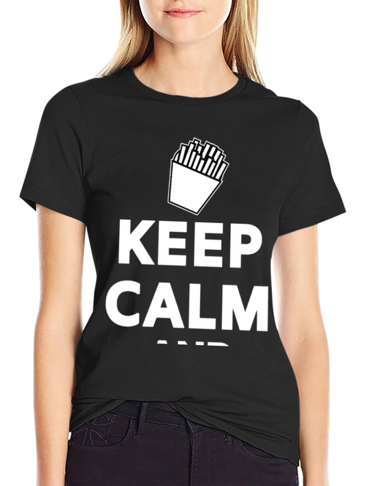 Keep Calm and Eat Fries Black T-Shirt