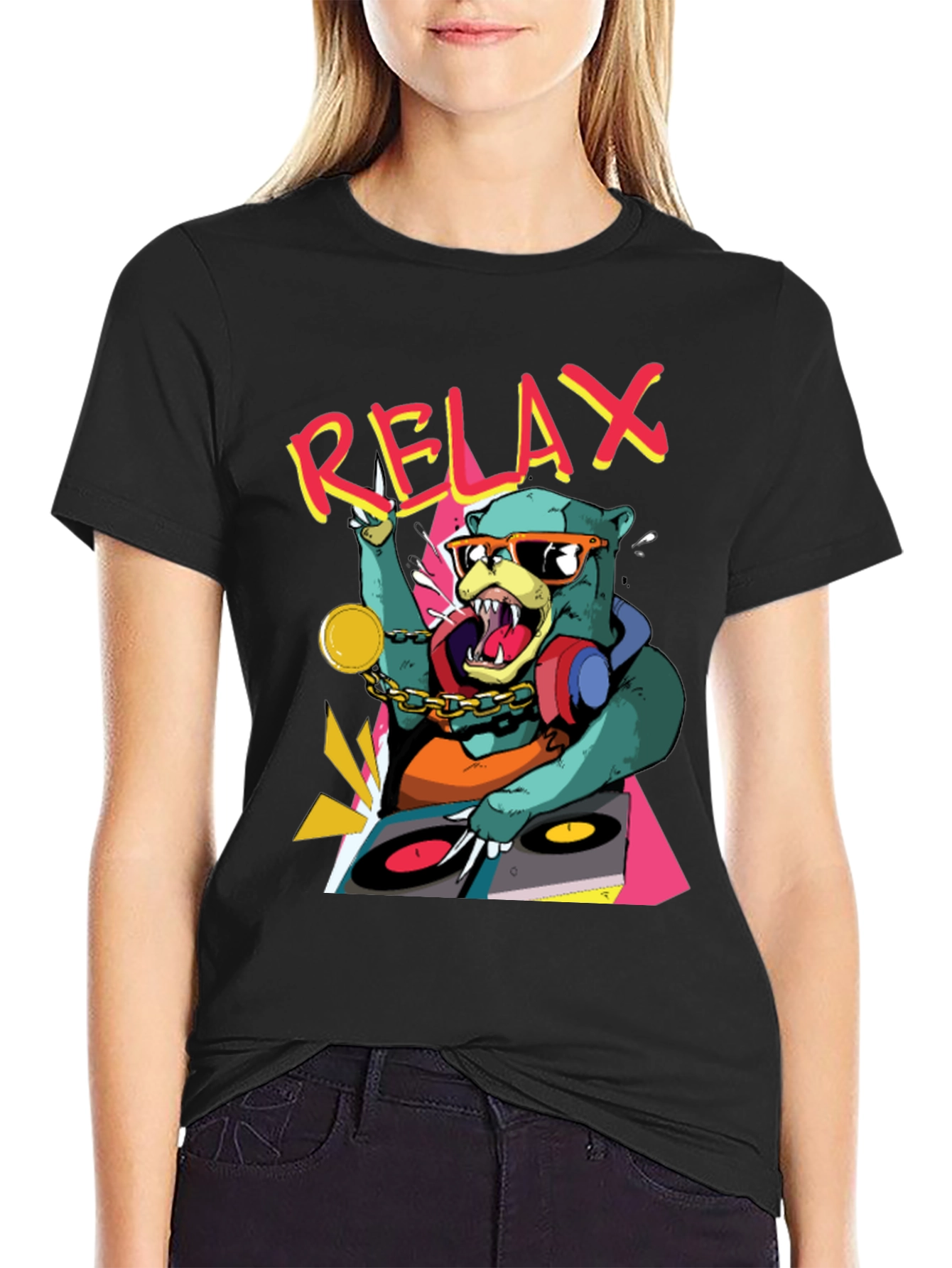 Relax DJ Bear Graphic T-Shirt