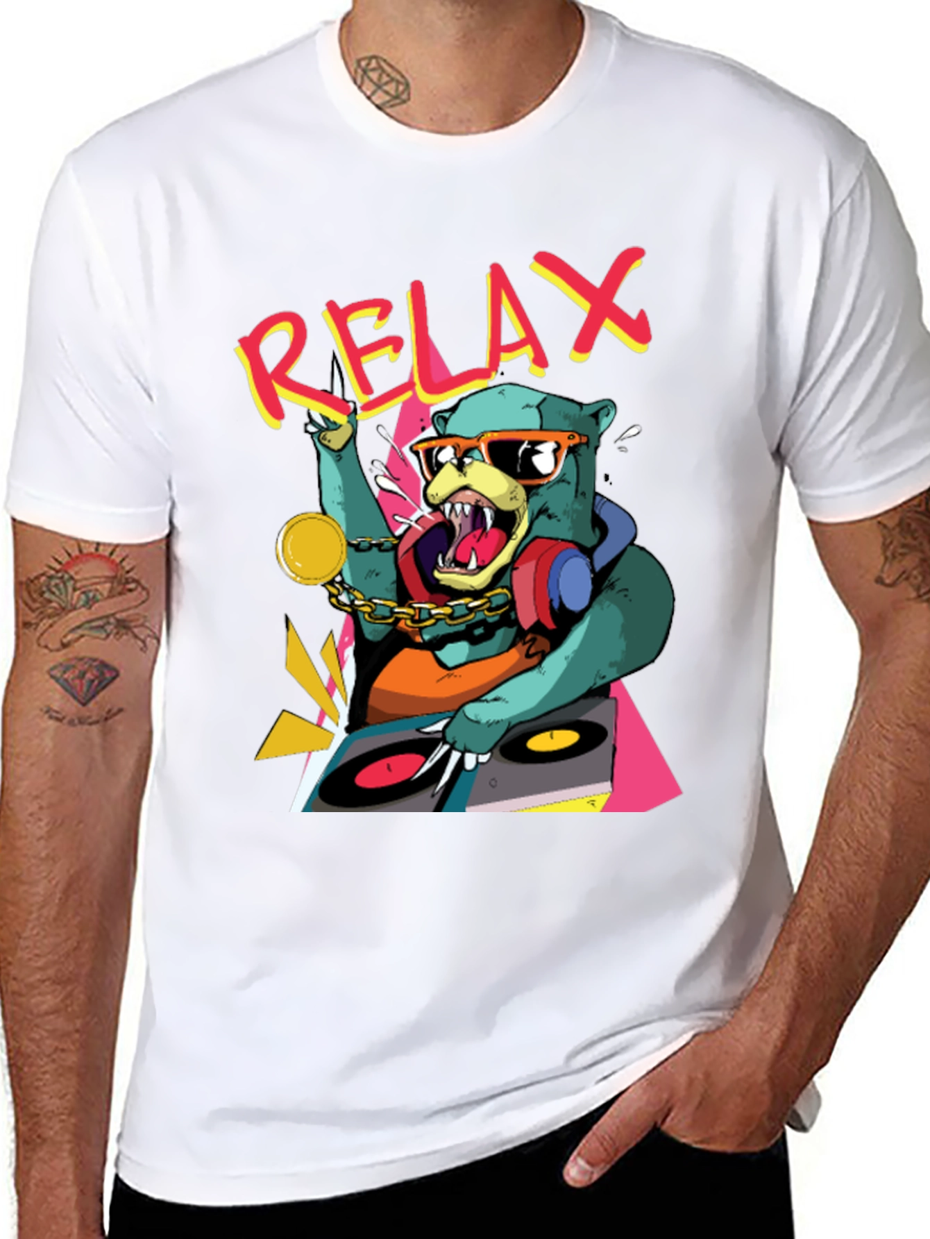 Relax DJ Bear Graphic T-Shirt