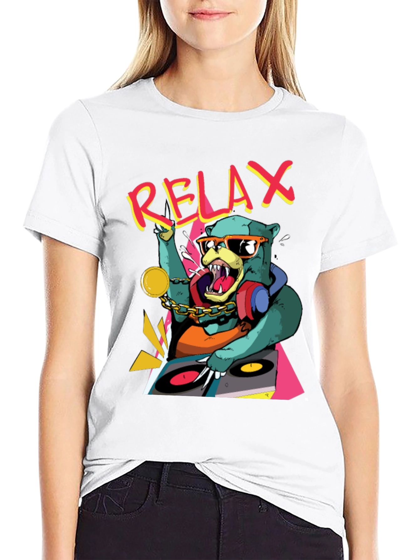 Relax DJ Bear Graphic T-Shirt