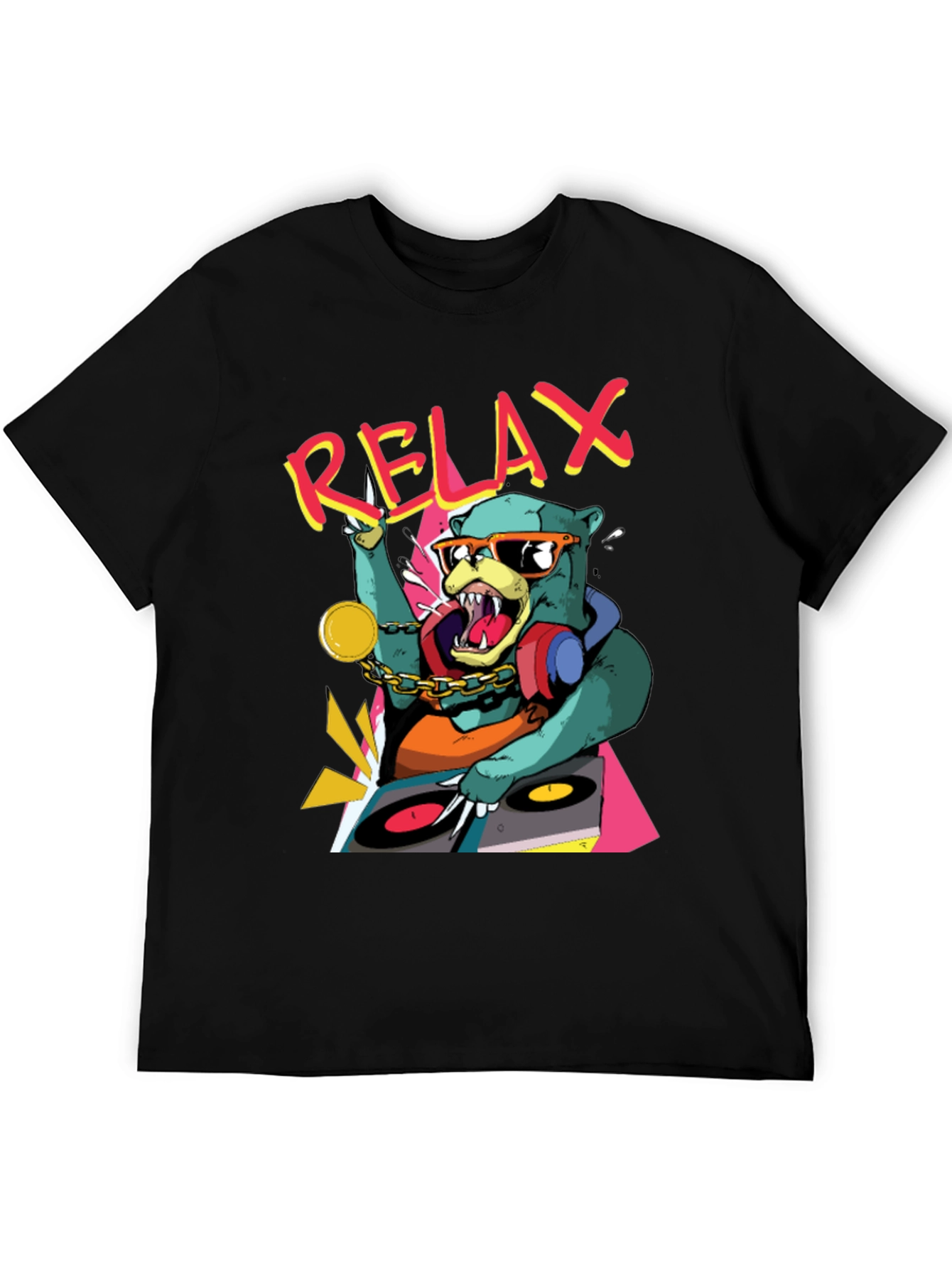 Relax DJ Bear Graphic T-Shirt