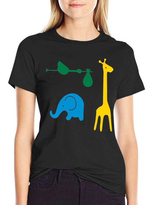 Fun Animals Graphic Tee - Black Cotton Casual Shirt