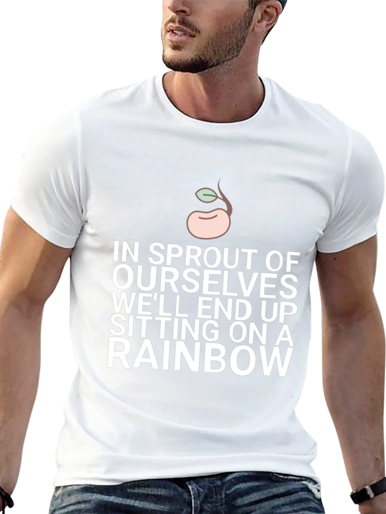 Sprout Rainbow Graphic Tee - Black Cotton Blend T-Shirt