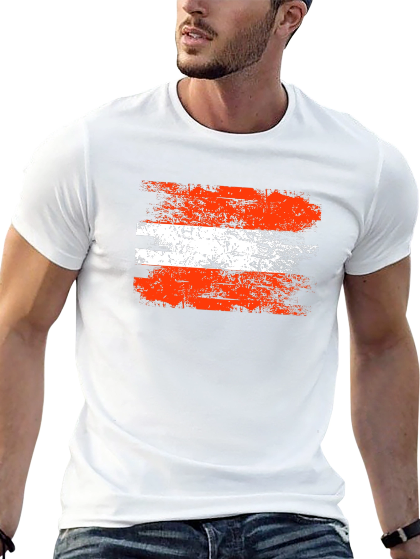 Distressed Austria Flag Graphic Tee - Black