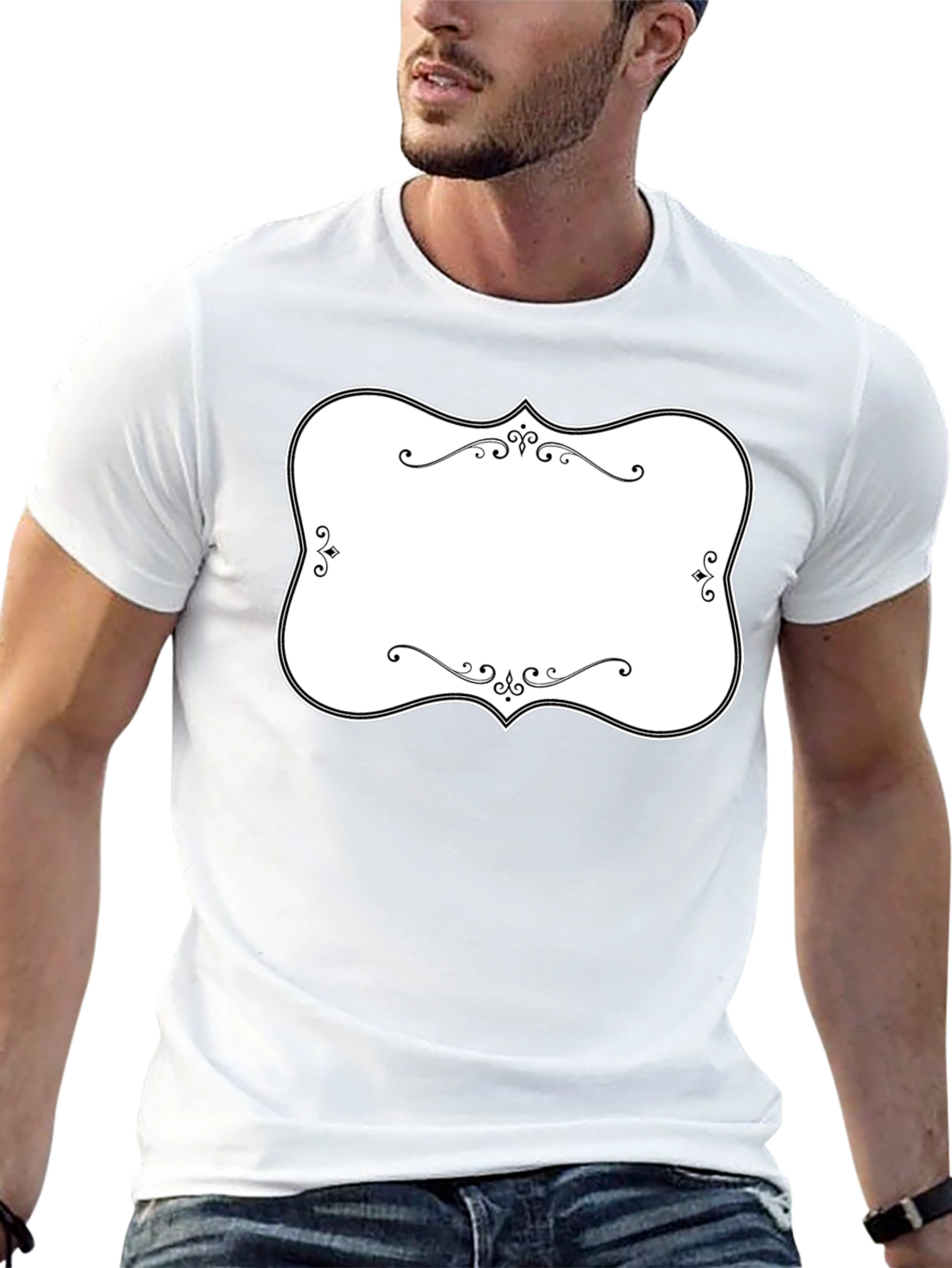 Customizable Black T-Shirt with Decorative Label