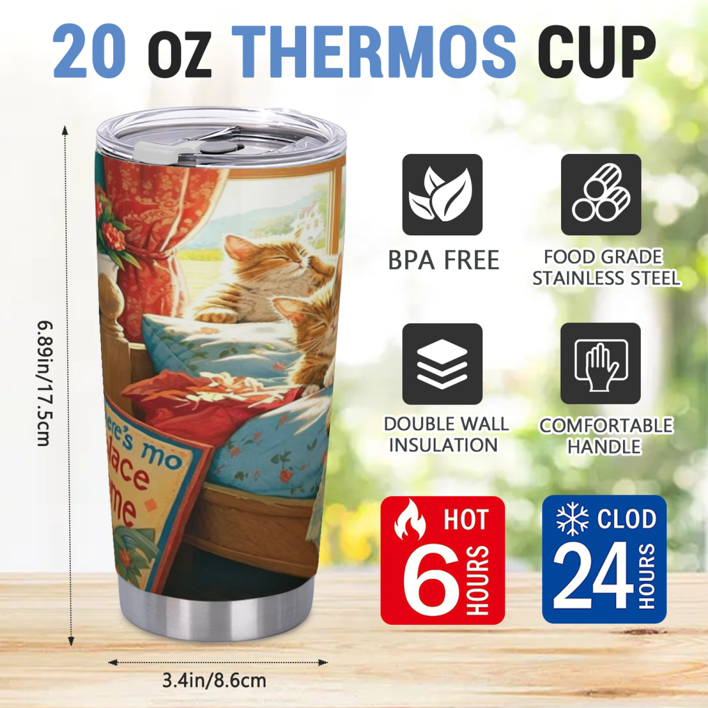 Whimsical Watercolor Sweet Elderly Grandma 20oz Travel Tumbler