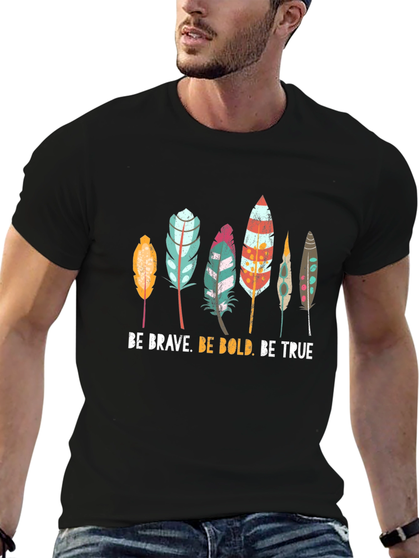 Be Brave Bold True Feather Graphic Tee