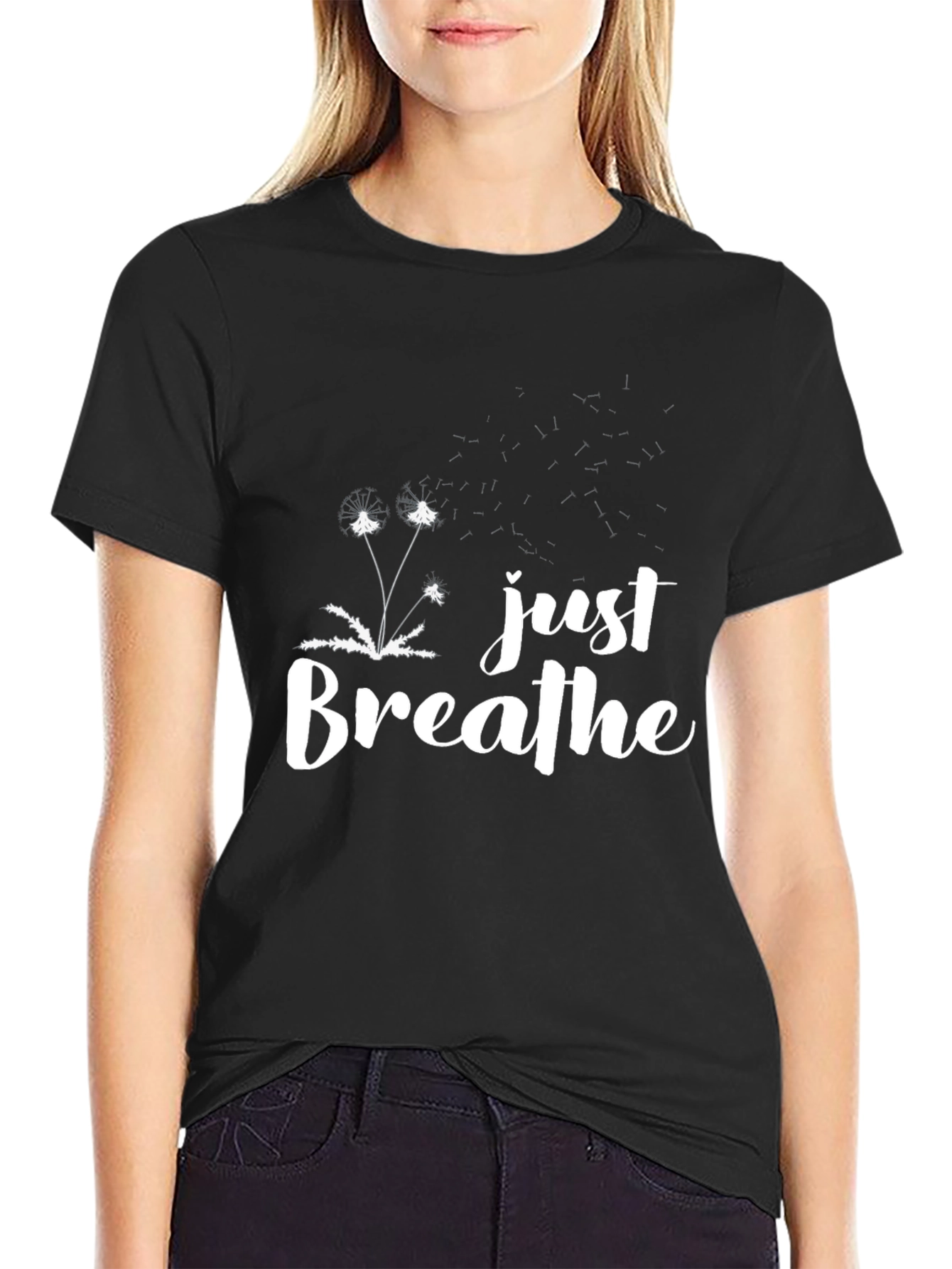 Just Breathe Black Graphic Tee