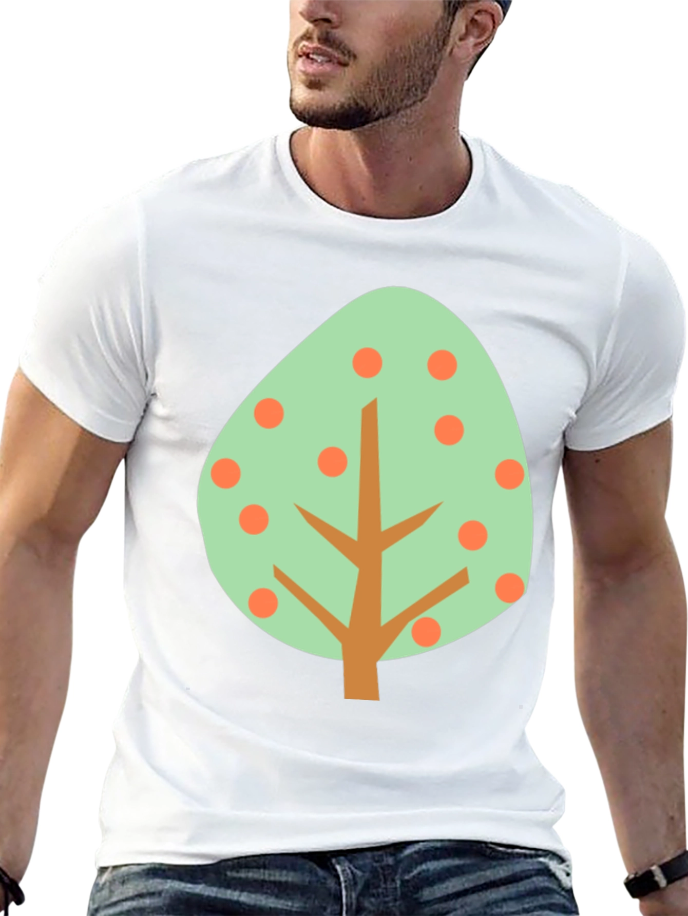 Cartoon Tree Graphic Tee - Black Cotton Shirt