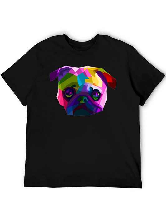 Geometric Pug Graphic Tee - Bold Style