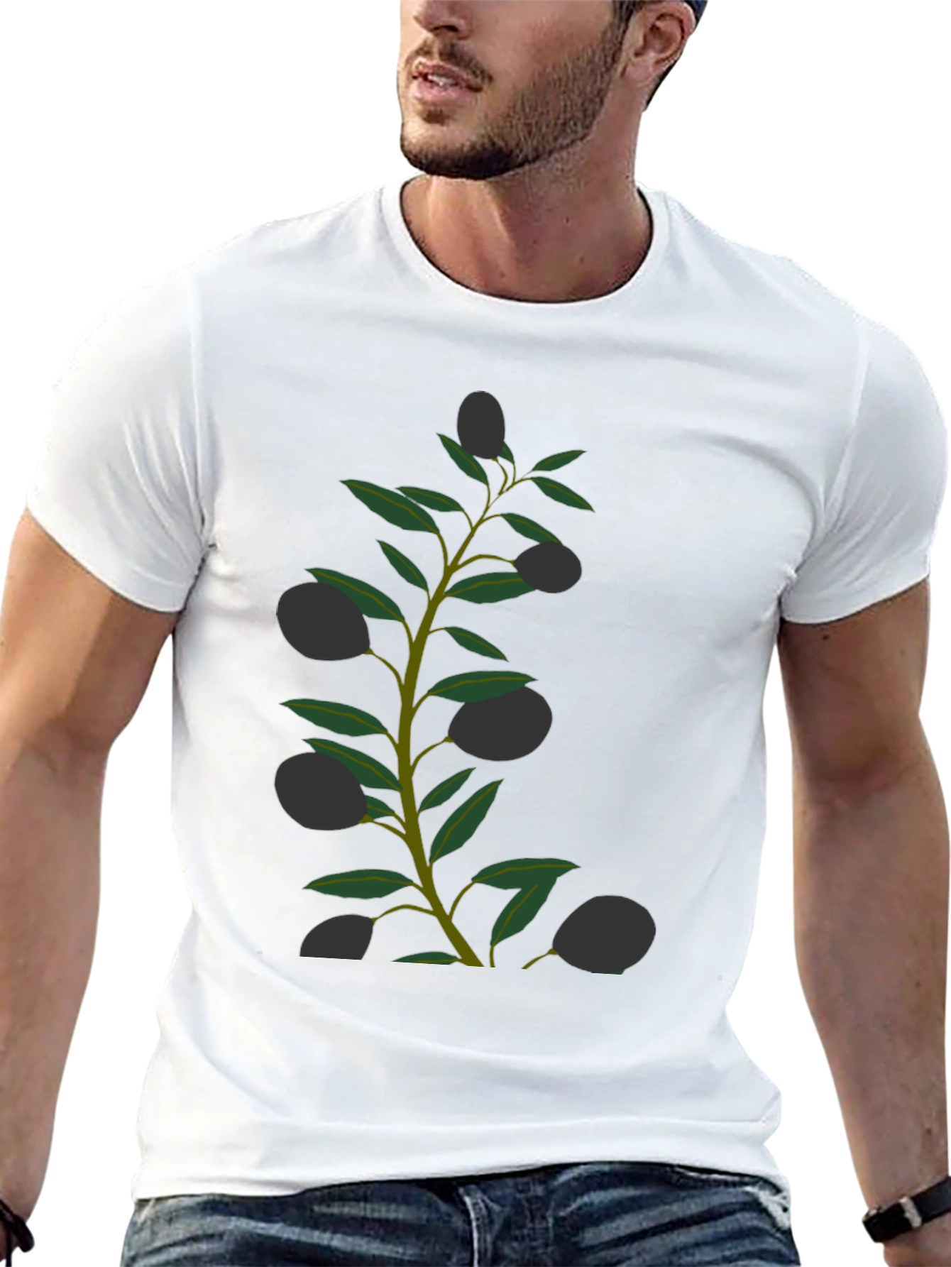 Olive Branch Graphic Black T-Shirt