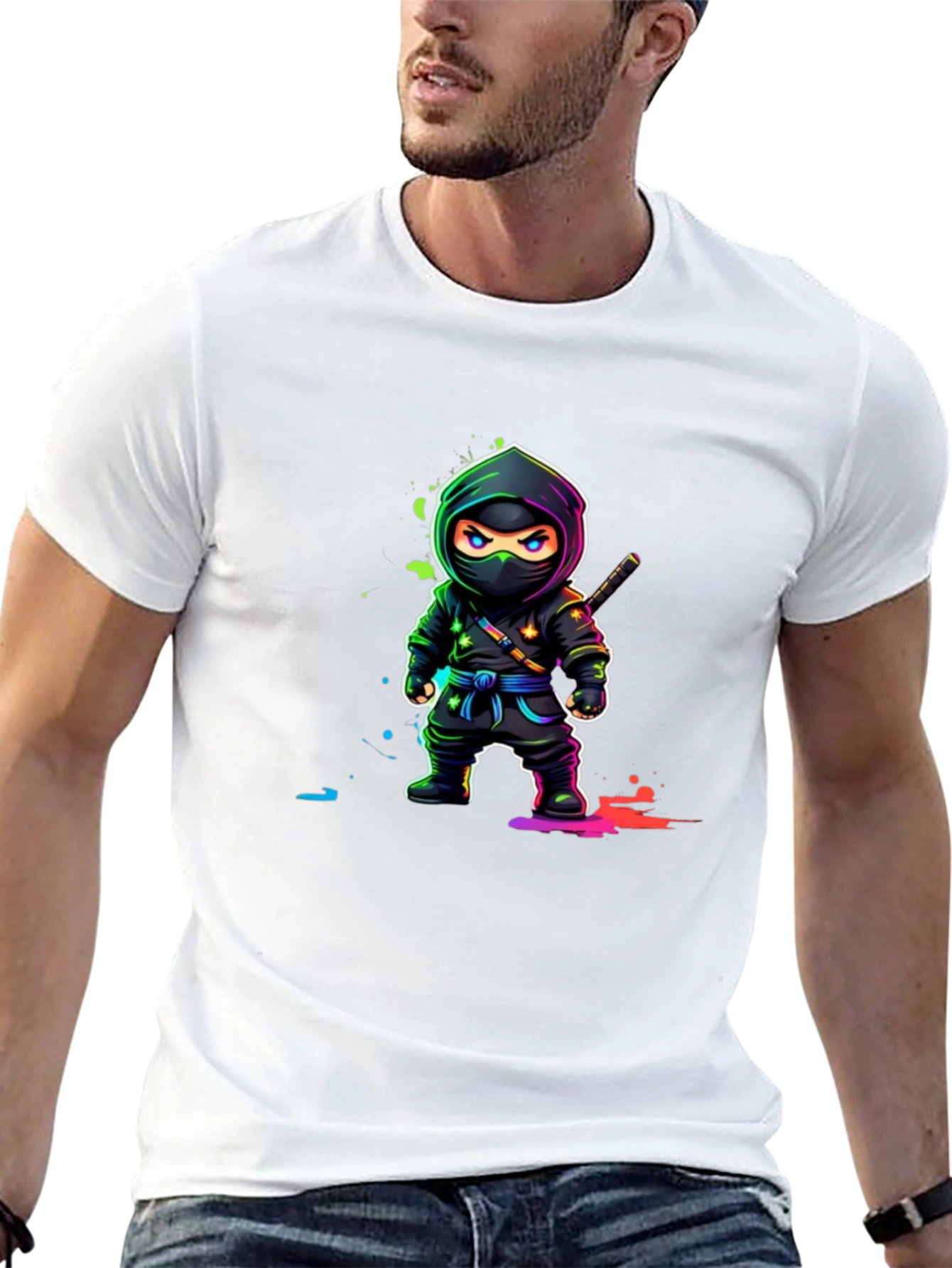 Ninja Graphic Tee - Black Cotton T-Shirt