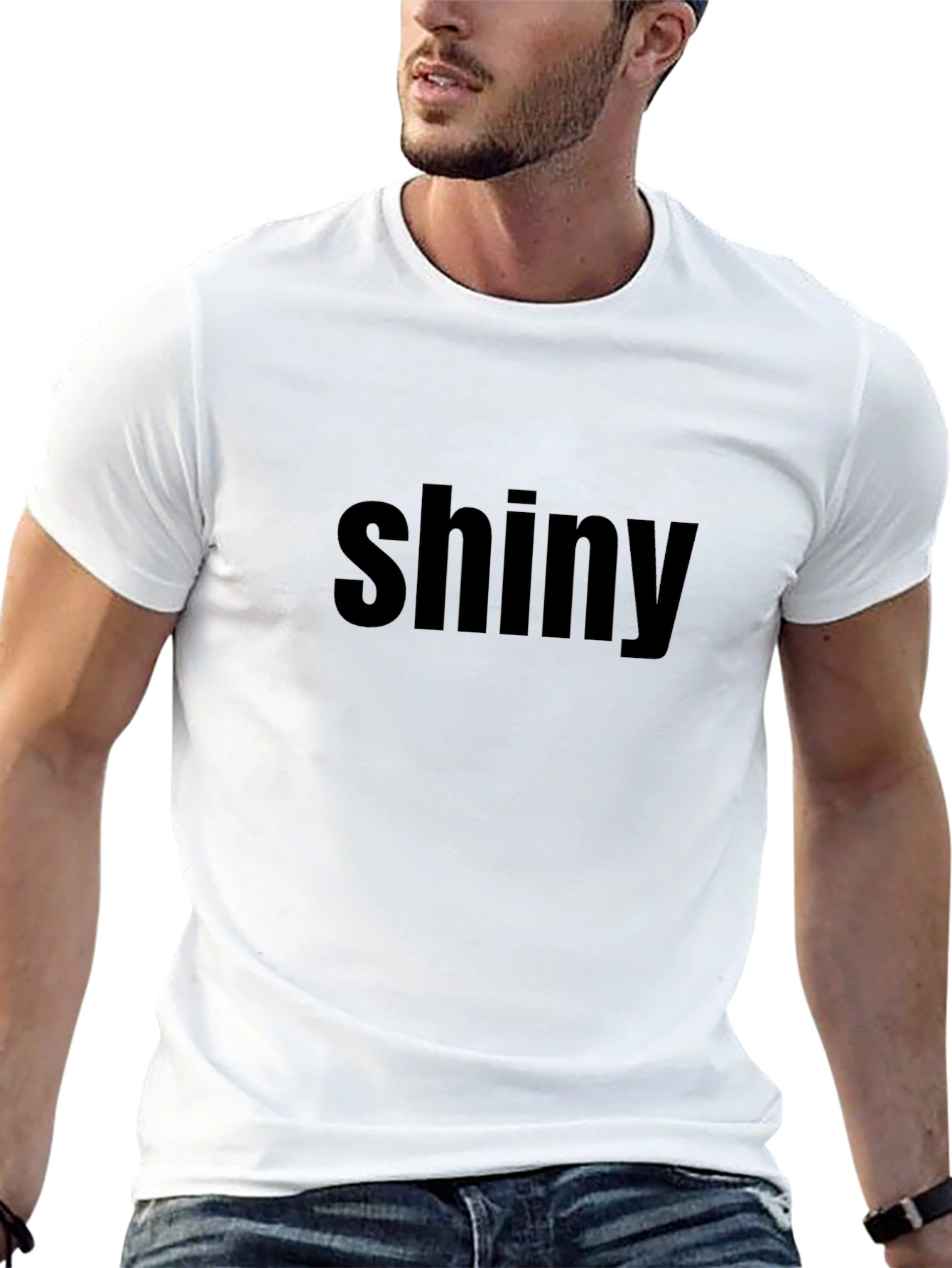 Shiny Text Black Tee - Casual Fashion