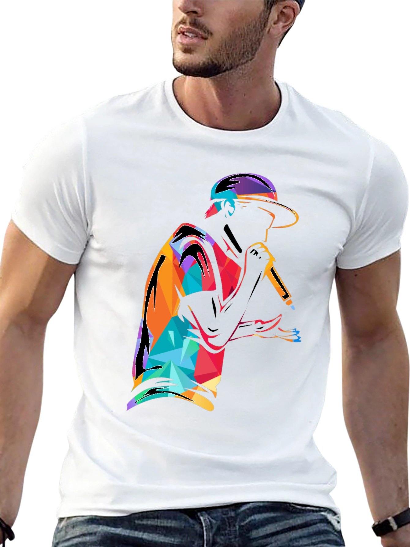 Abstract Rapper Graphic T-Shirt - Black