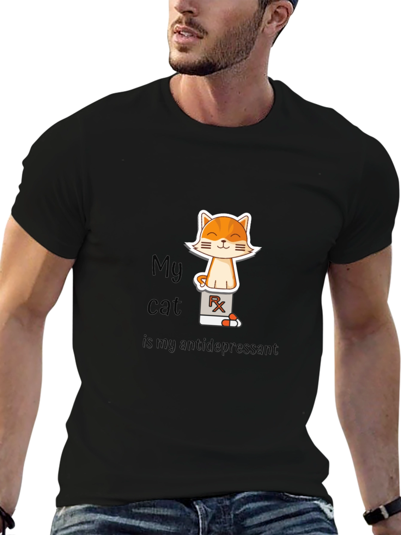 My Cat is My Antidepressant Black T-Shirt