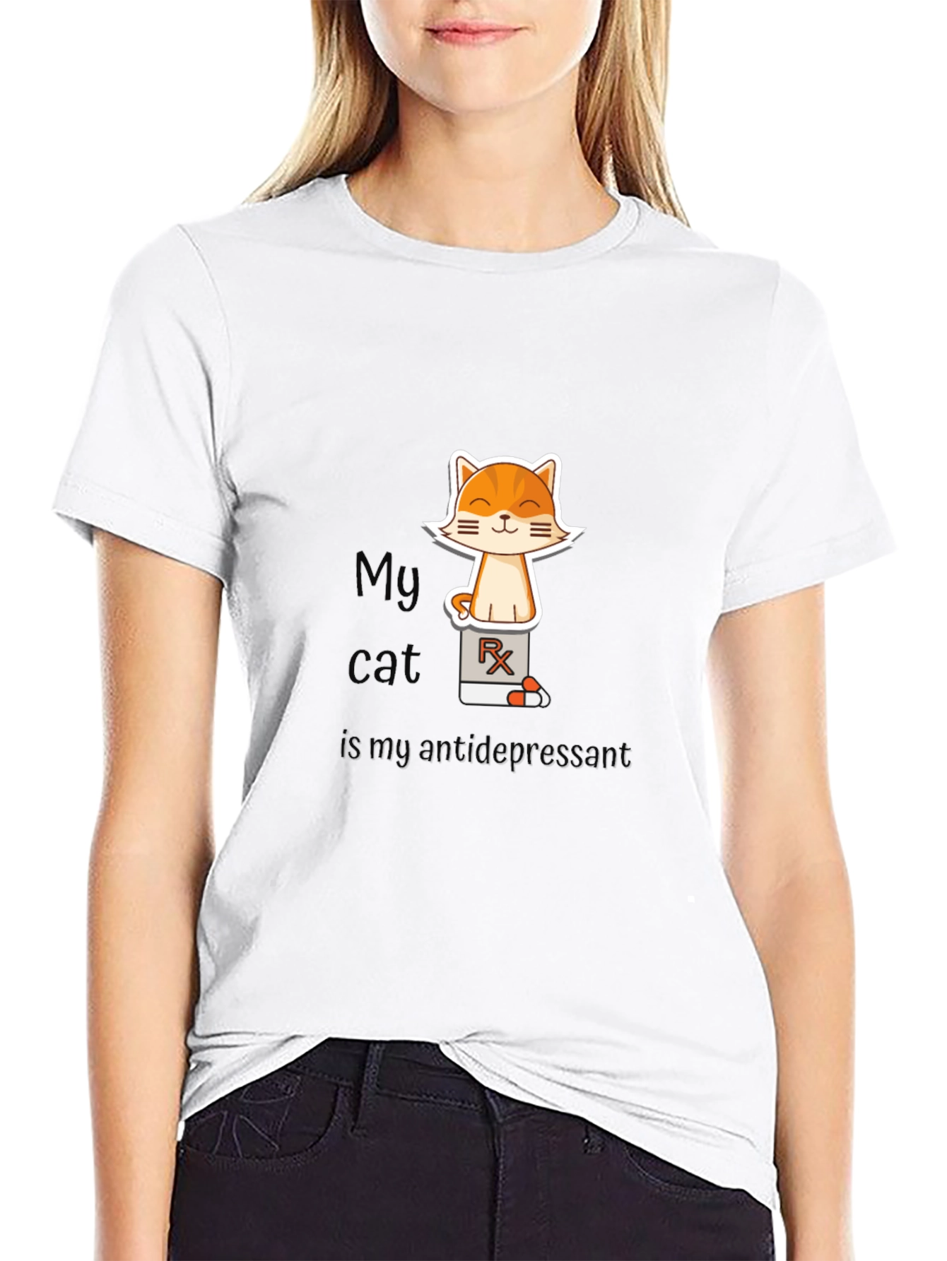 My Cat is My Antidepressant Black T-Shirt
