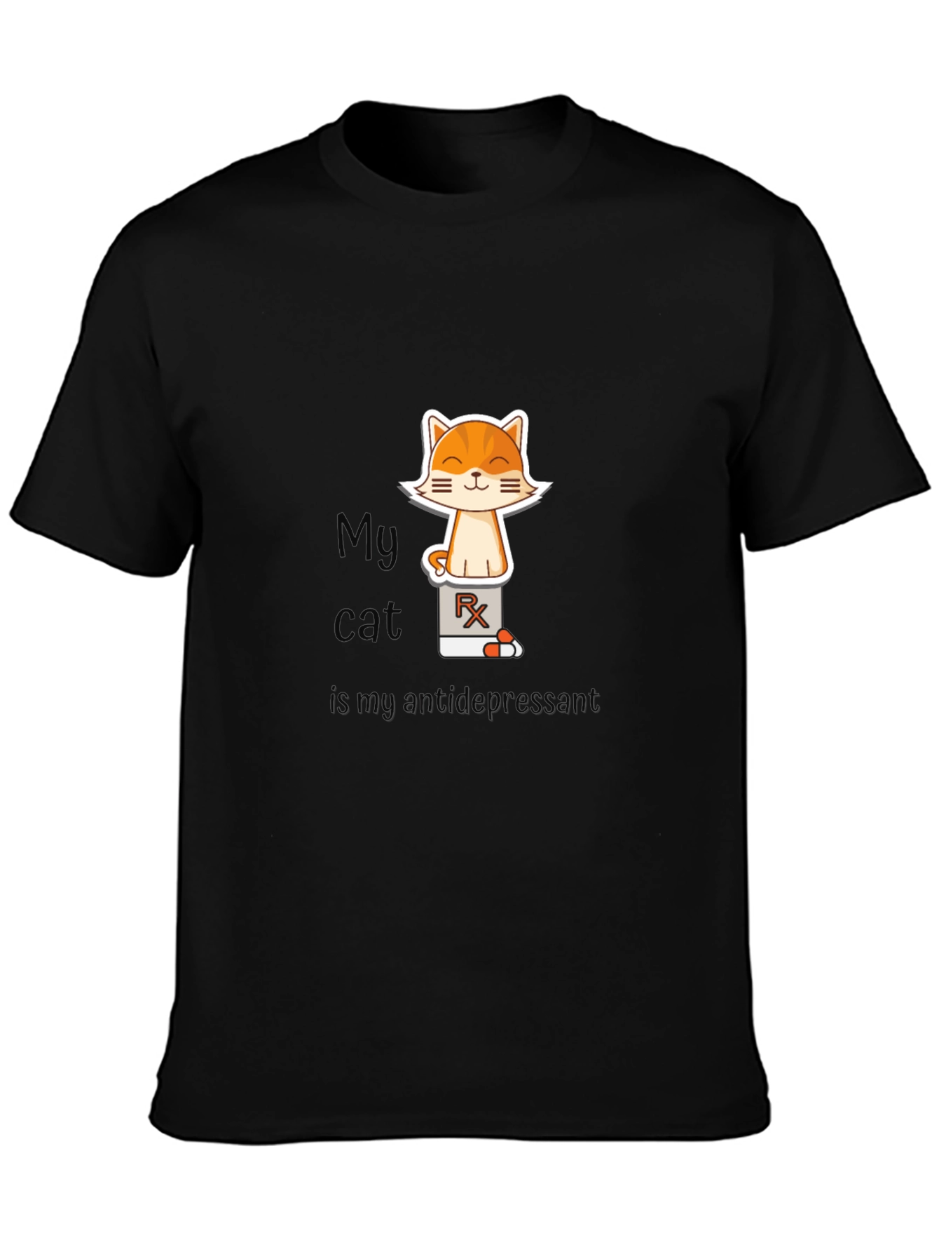 My Cat is My Antidepressant Black T-Shirt