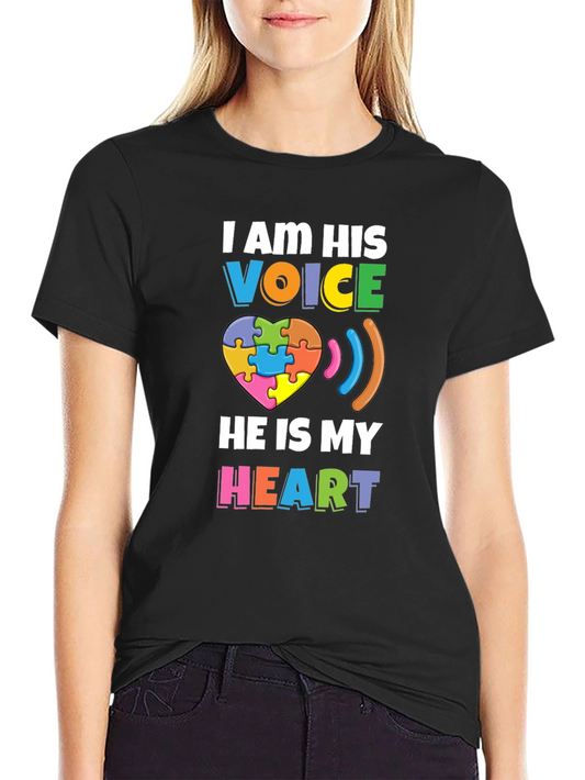 Autism Awareness T-Shirt - I Am His Voice He Is My Heart