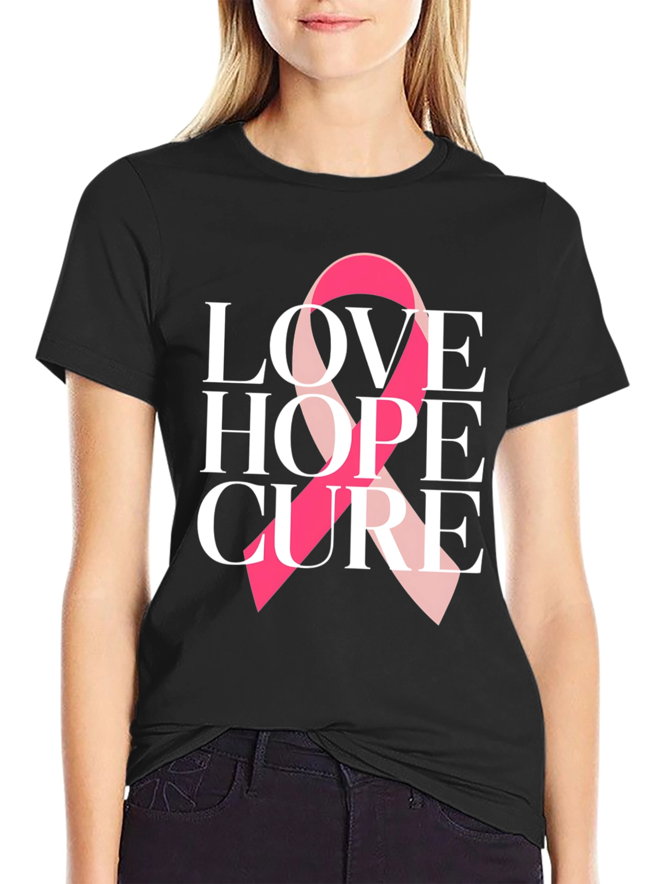 Love Hope Cure Breast Cancer Awareness T-Shirt