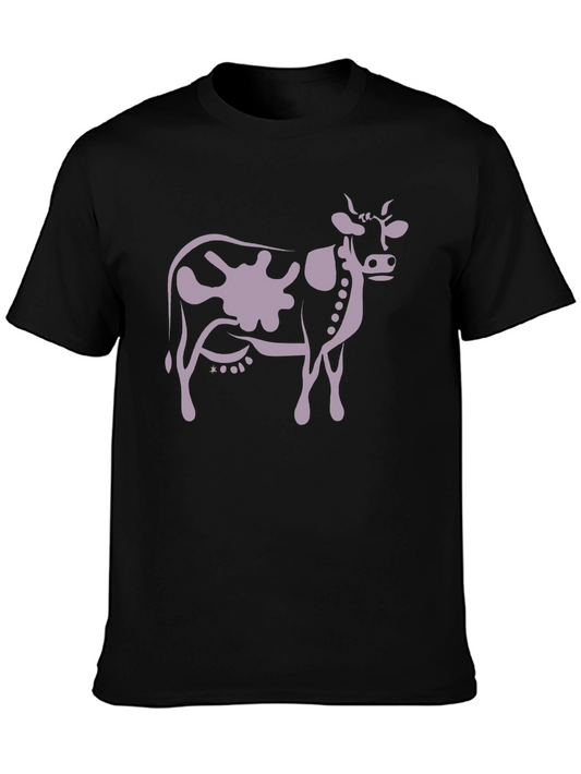 Cow Print T-Shirt - Black Casual Tee