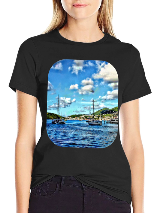 Nautical Sailboat Graphic T-Shirt - Mens Black Tee