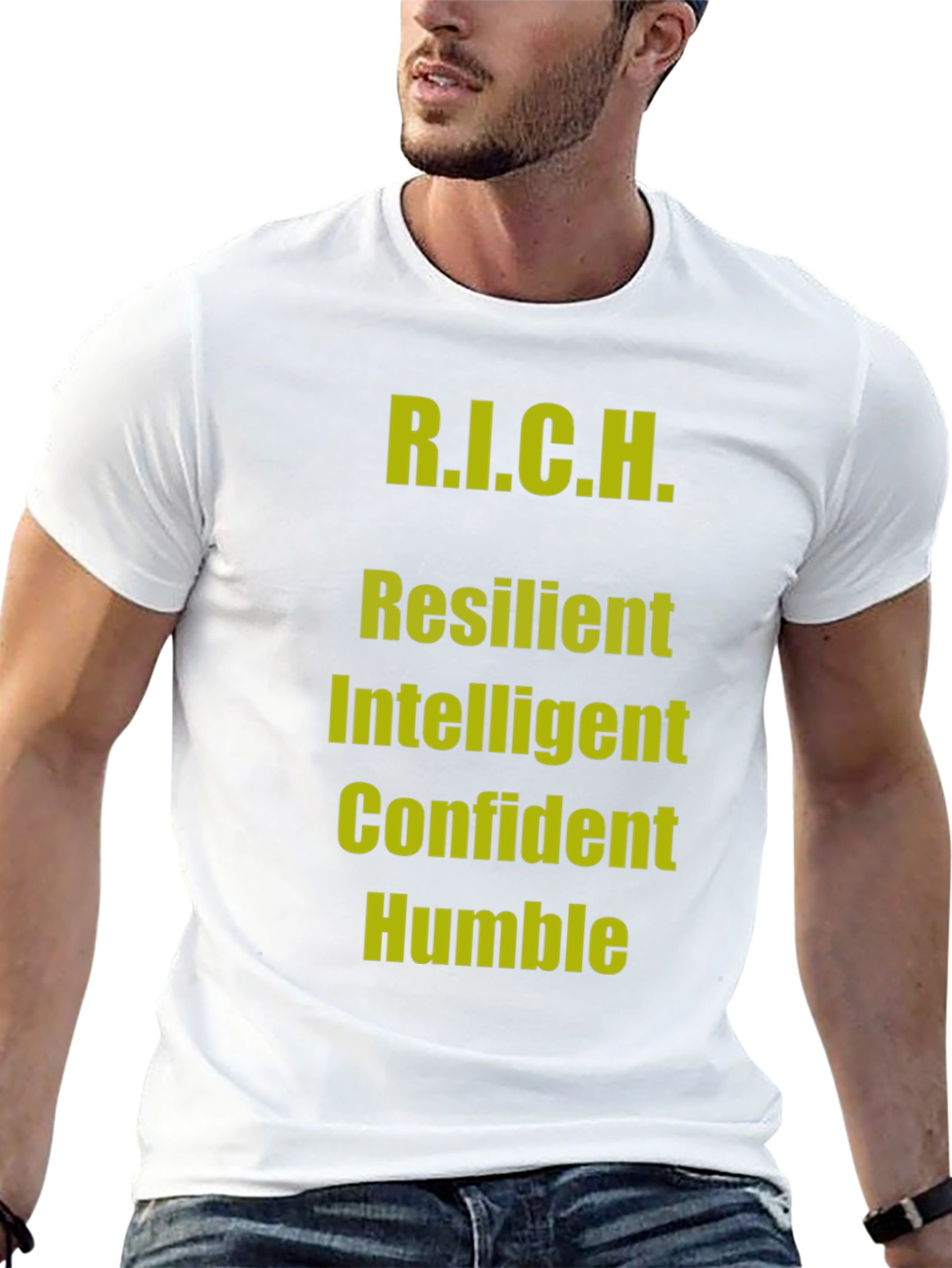 R.I.C.H. Black T-Shirt - Resilient Intelligent Confident Humble