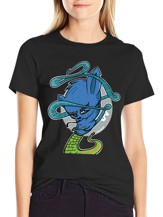 Blue Cat Snake Graphic Tee