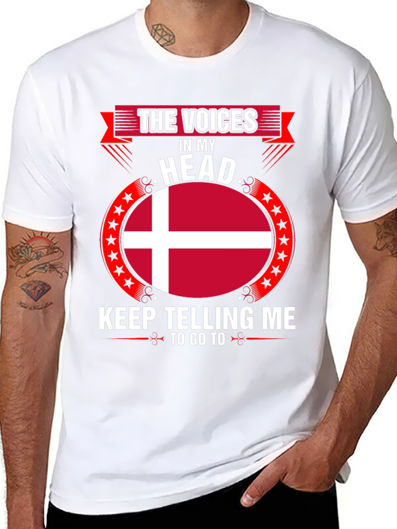 Danish Flag T-Shirt - The Voices in My Head