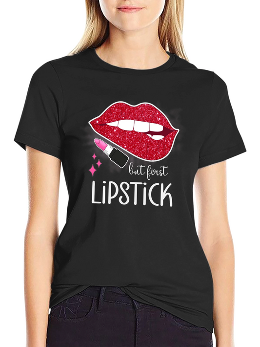 But First Lipstick Graphic Tee - Stylish & Trendy