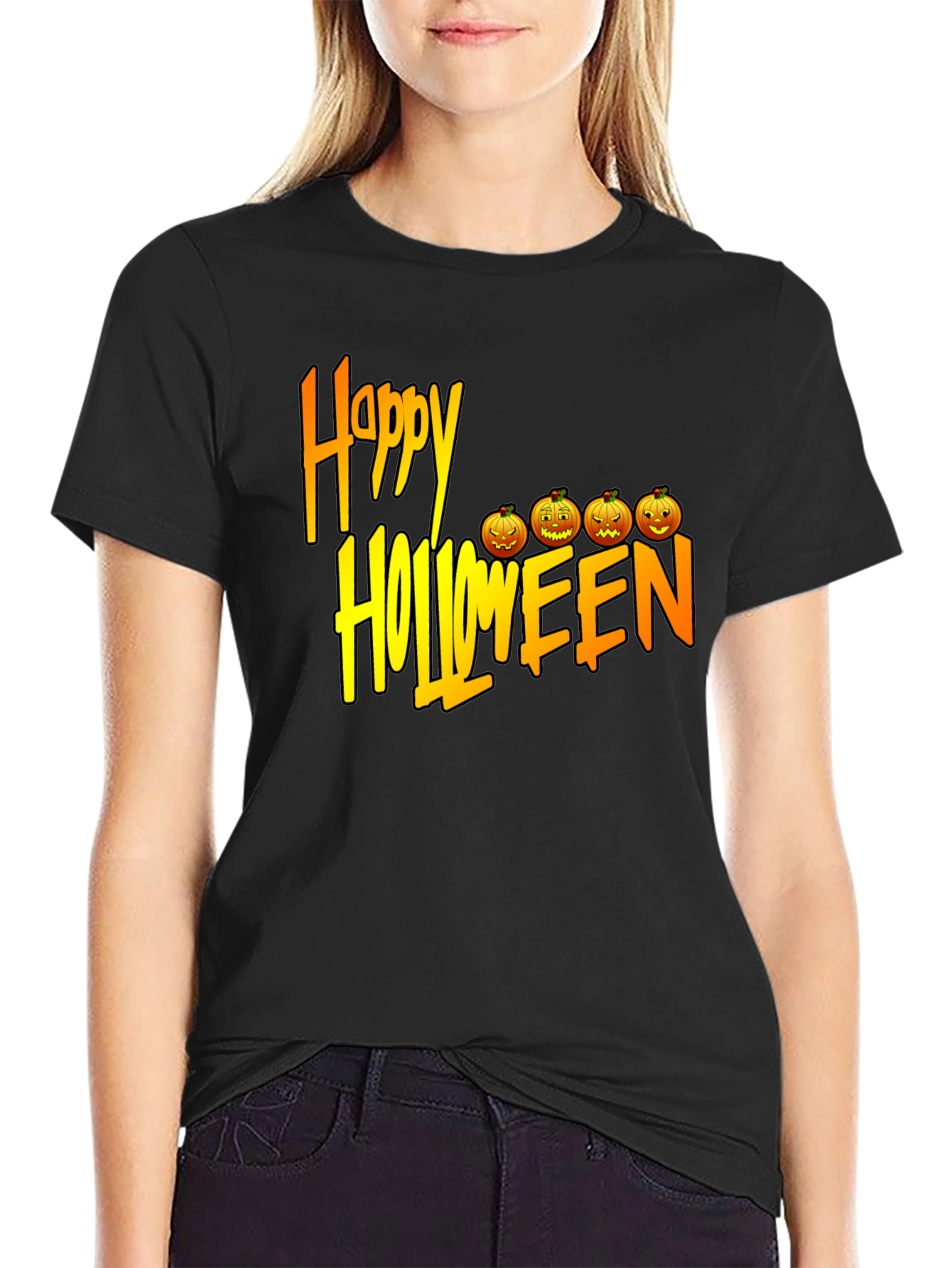 Happy Halloween Black Graphic T-Shirt