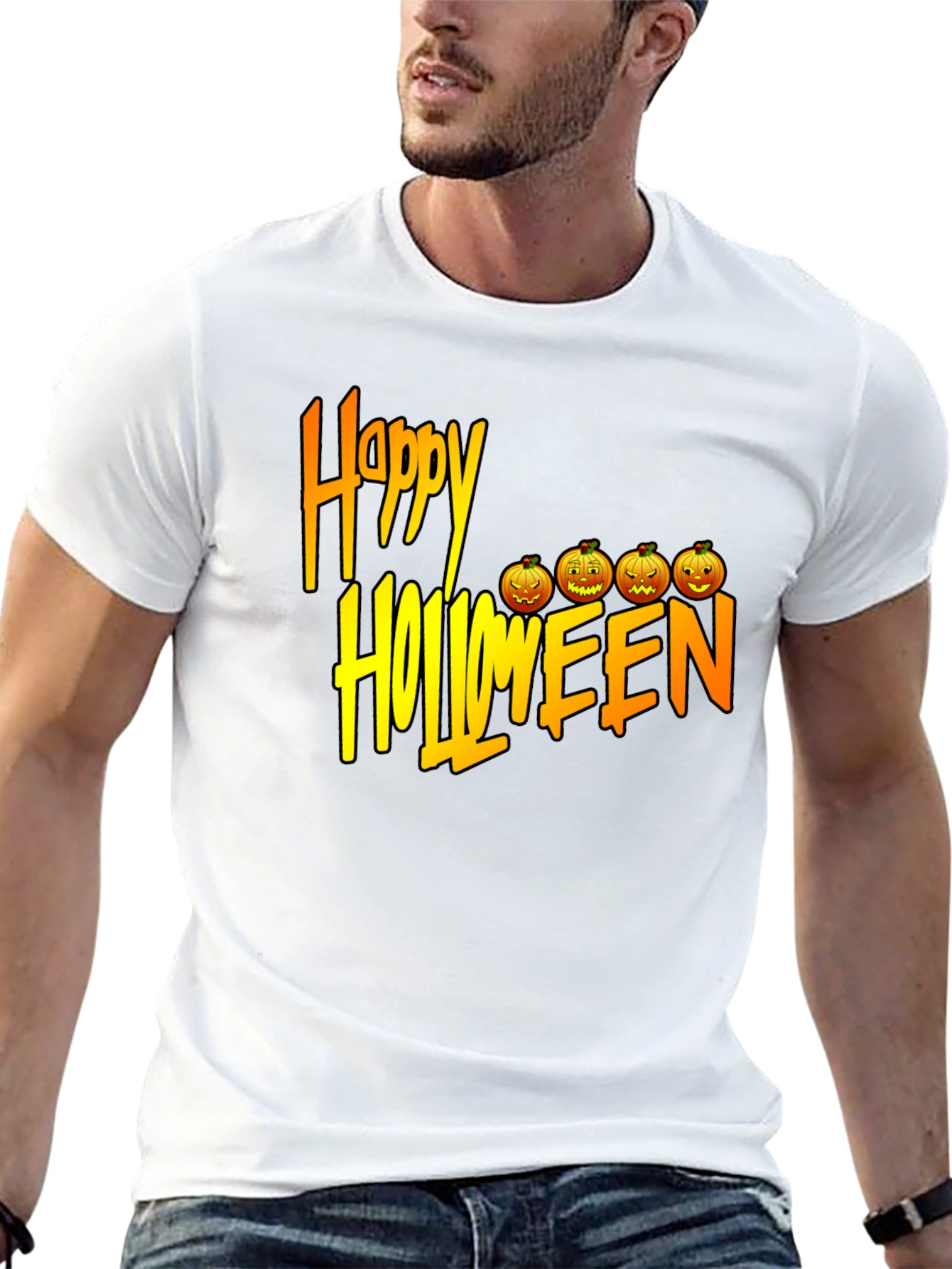 Happy Halloween Black Graphic T-Shirt