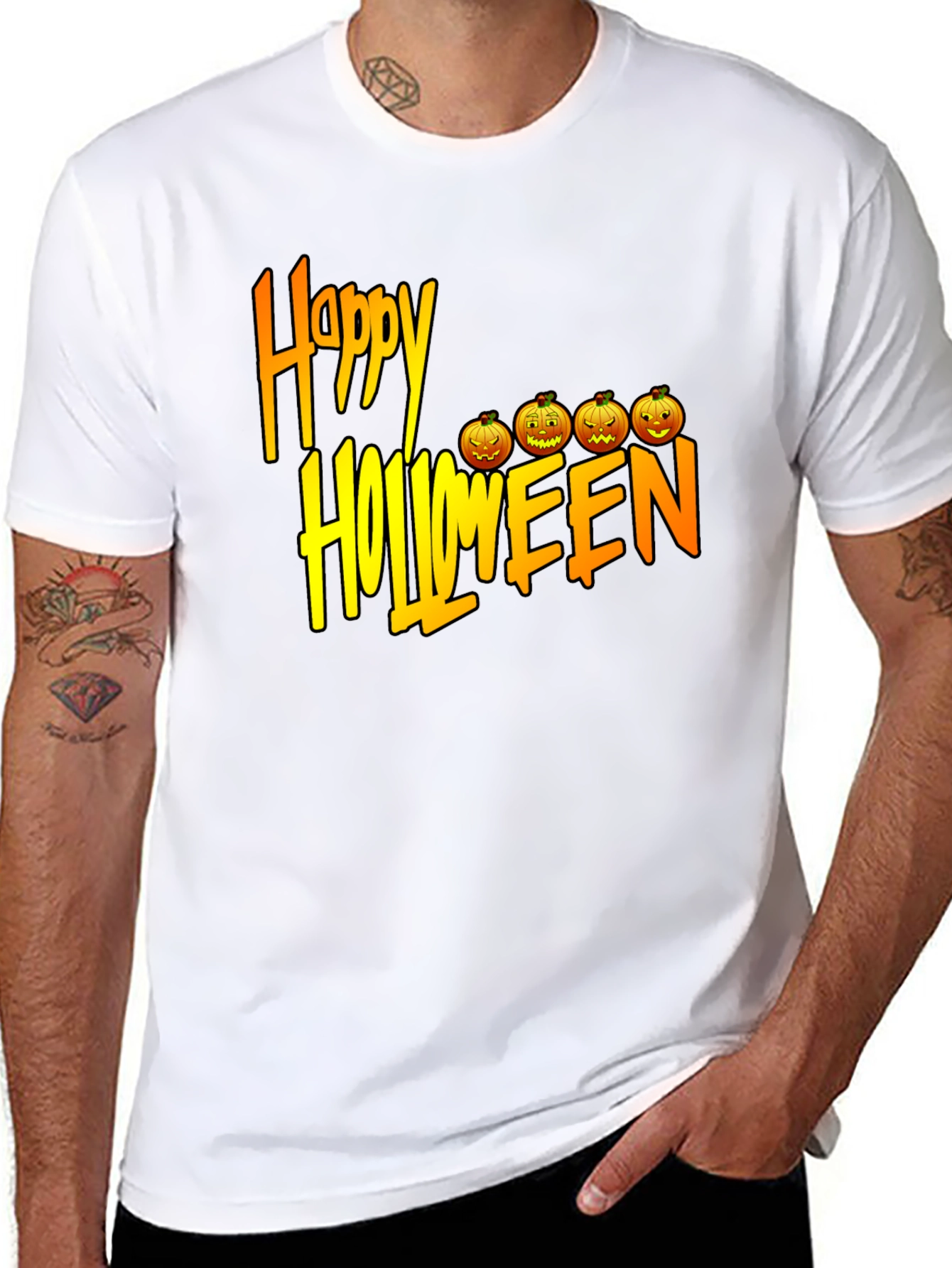 Happy Halloween Black Graphic T-Shirt