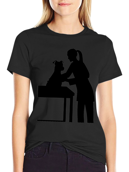 Dog Groomer Silhouette Black T-Shirt
