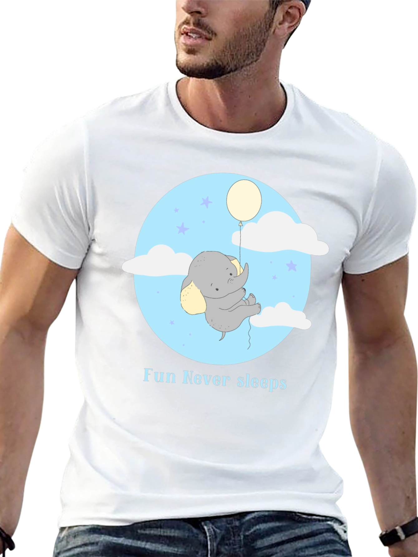 Fun Never Sleeps Elephant Balloon Graphic Tee