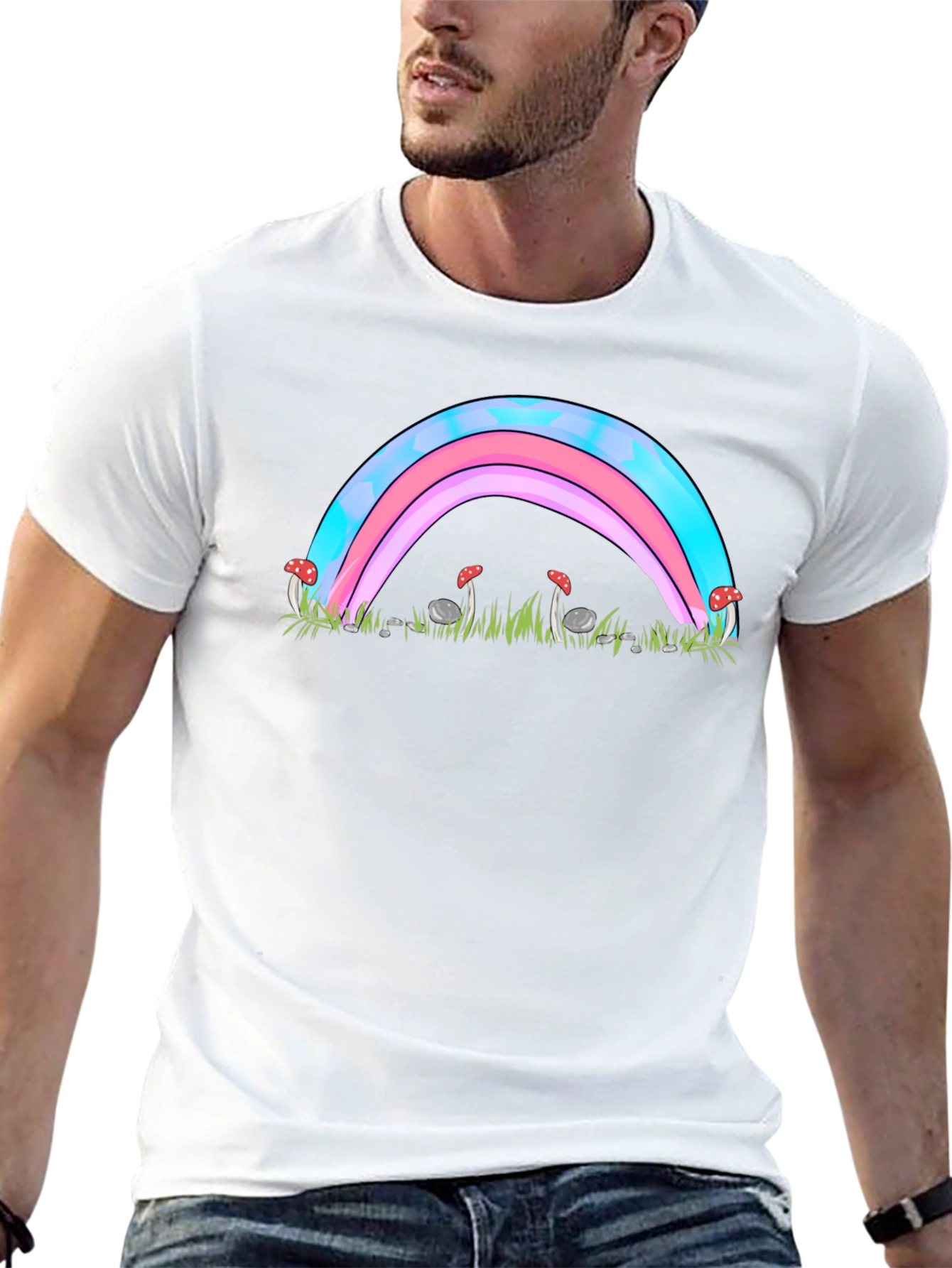 Trans Pride Rainbow & Mushroom Graphic Tee
