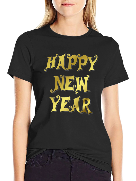 Happy New Year T-Shirt - Black Crew Neck