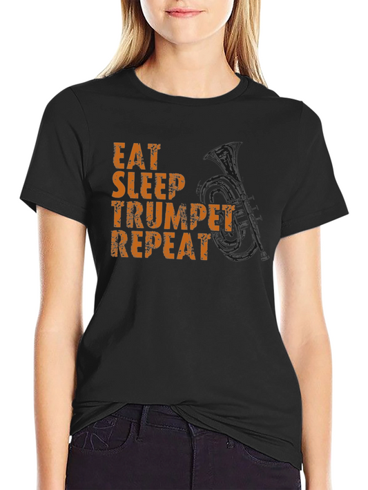 Eat Sleep Trumpet Repeat Black Graphic Tee