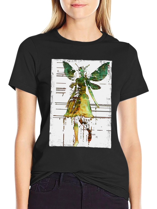 Fairy Graphic Print T-Shirt - Black