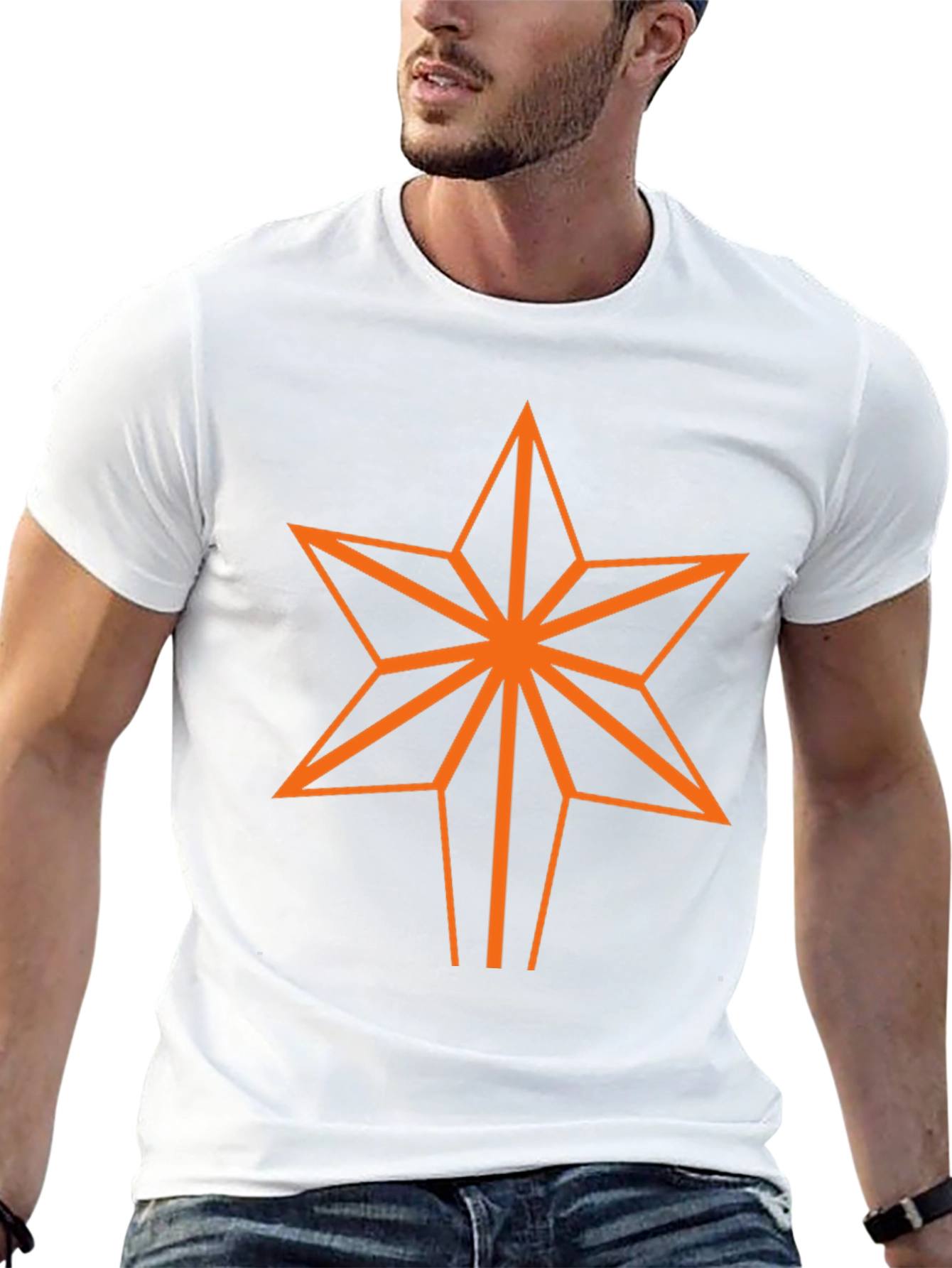 Geometric Star Graphic Tee - Black