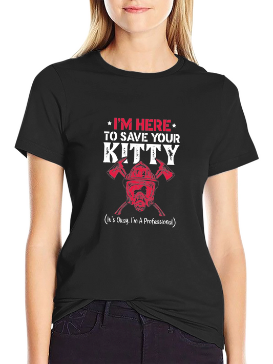 Firefighter Kitty Save T-Shirt - Heroic Graphic Tee