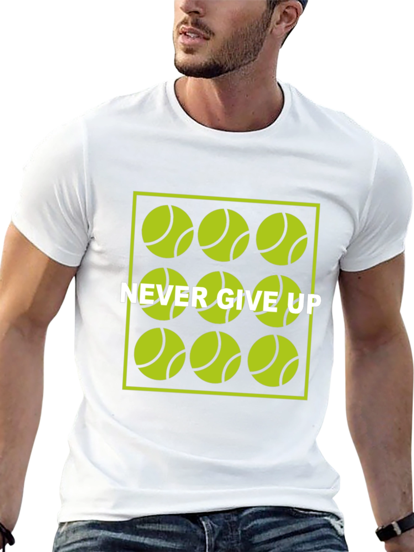 Never Give Up Tennis Ball Graphic T-Shirt