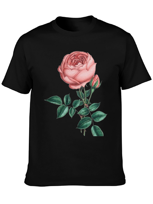 Floral Rose Graphic Black T-Shirt